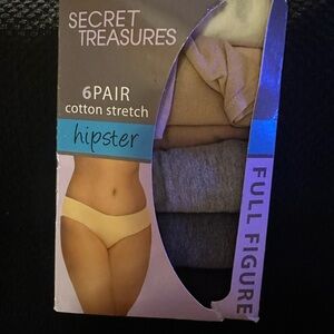 Secret Treasures Cotton Stretch Hipster Panties - Tan and Gray